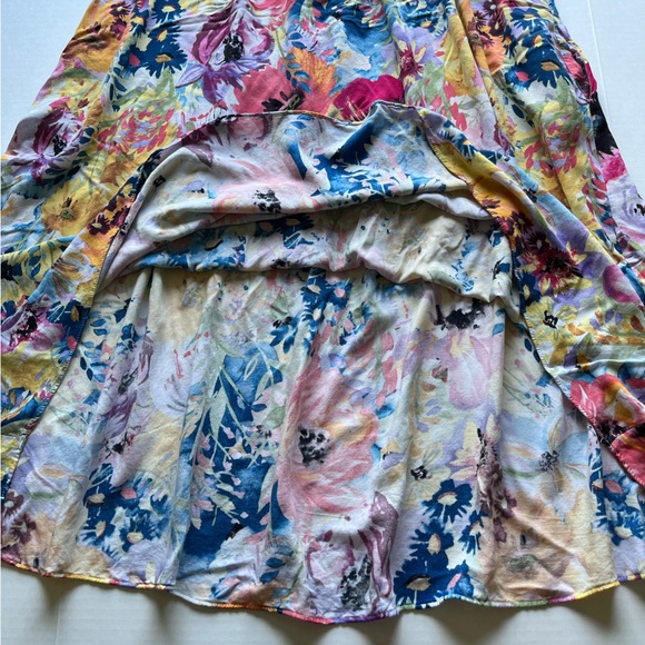 H&M Off-the-shoulder Smocked Short Wide Sleeve Floral Print Pockets Flowy Dress - Picture 9 of 14